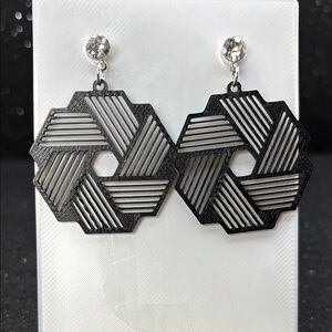 Geometric Black and Silver Earrings